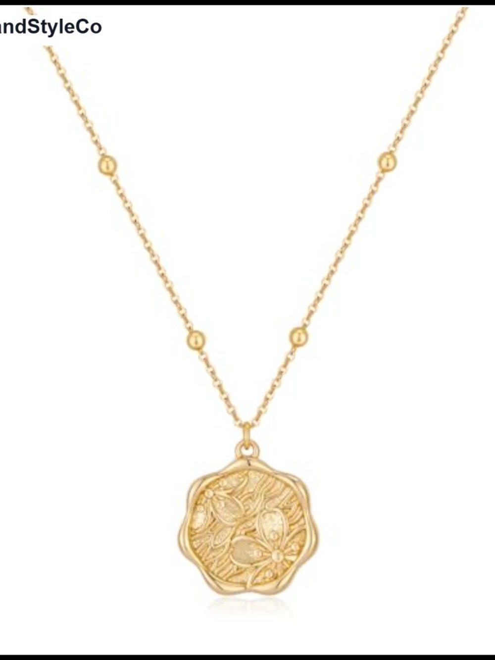 14K Gold Plated Vintage Coin Pendant Necklace for Women Adjustable 17.1-19.85